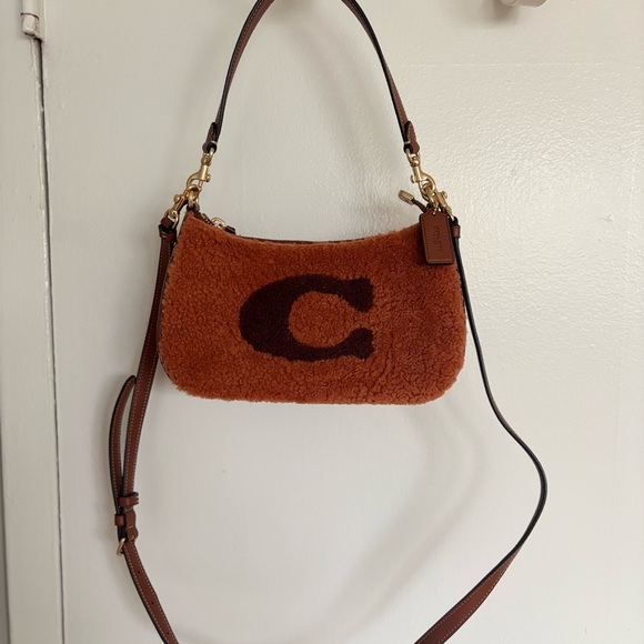 Coach Tan Shearling Shoulder Bag - Picture 2 of 7